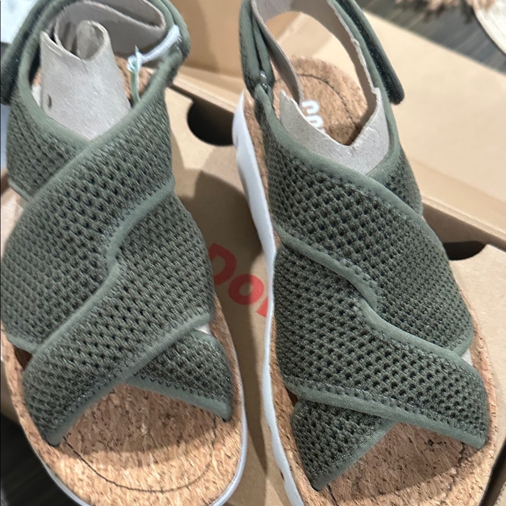Camper Olive Green Knit Strap Women’s Sandals